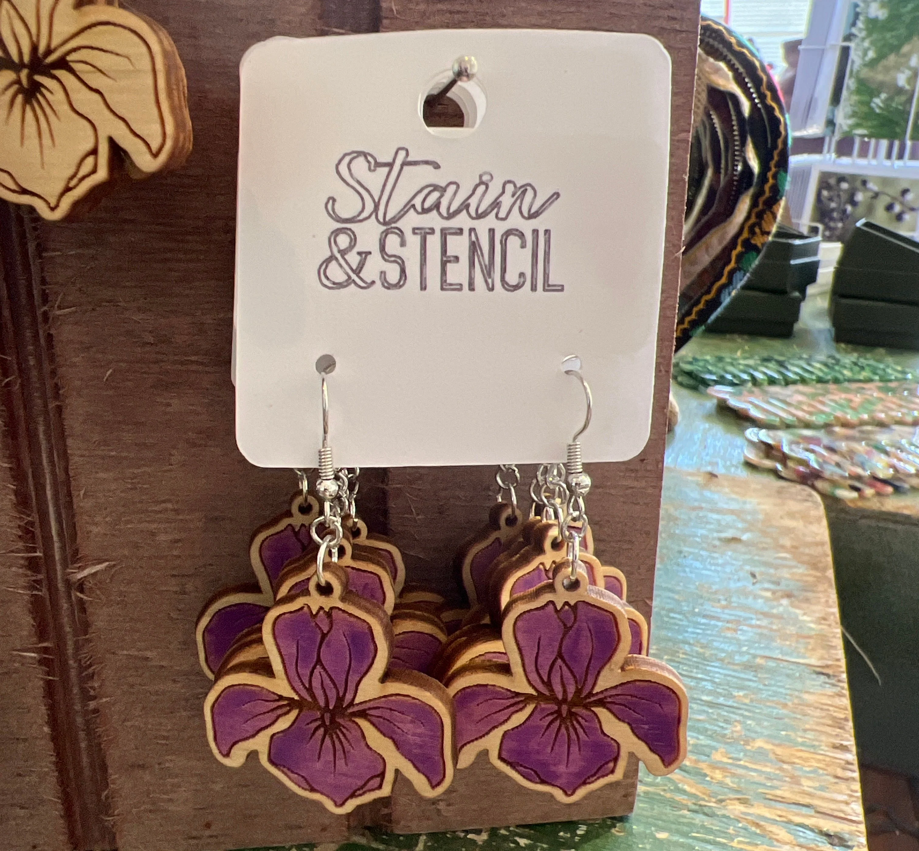 Jewelry: Purple Iris Earrings - Image 2